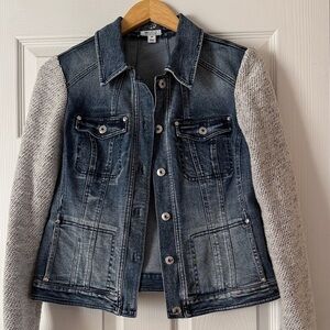 INC Denim Jacket with Knit Sleeves